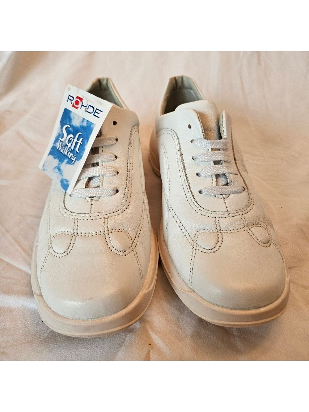 Rohde Ladies' White Leather LaceUp Sneakers 4.5 UK Size 6.5 US NWT Support Retro
